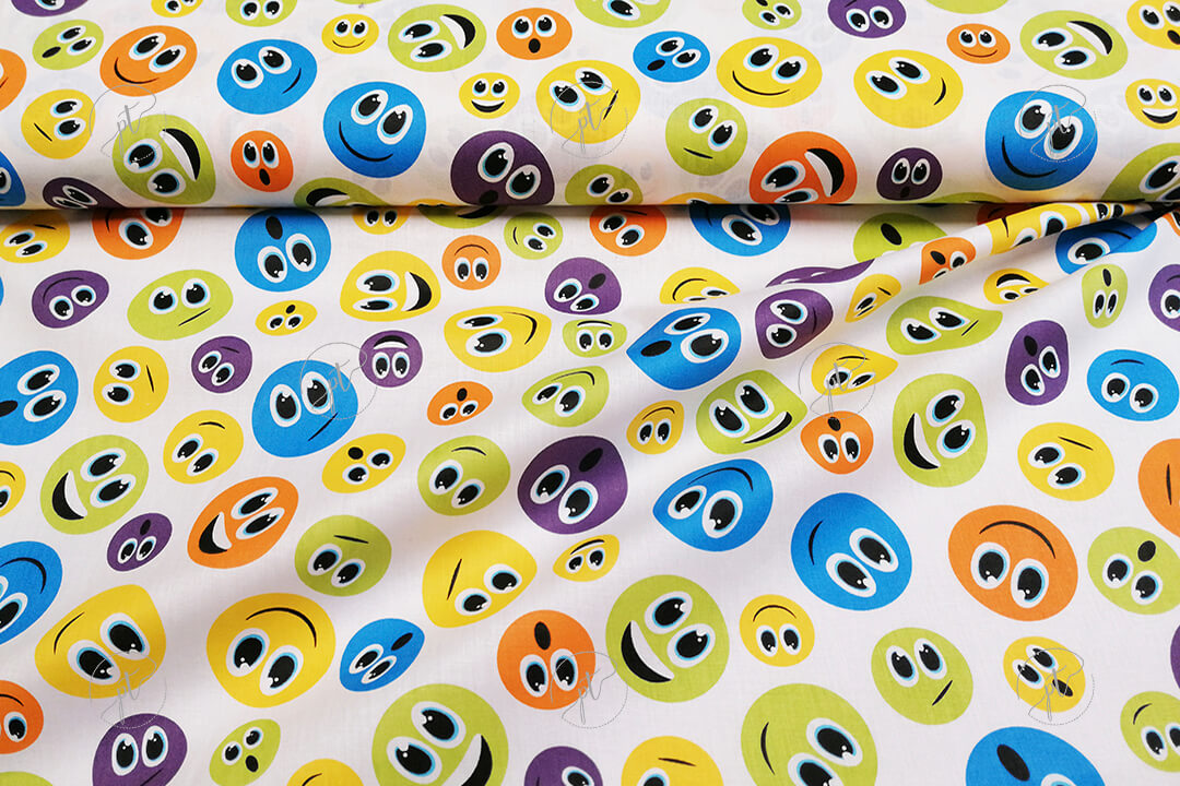 smiley fejes pamutvászon színes