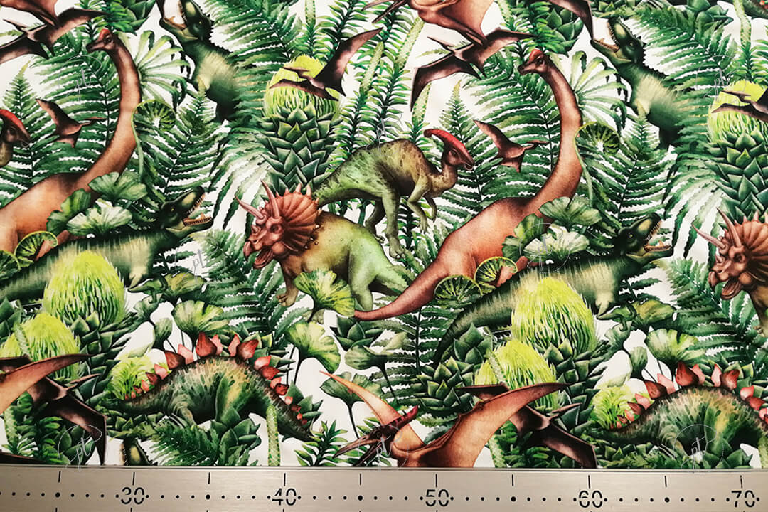 Dinó mintás elasztikus jersey anyag ősállat